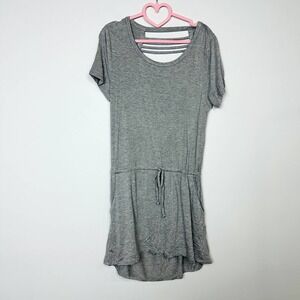 Chaser NWT Strappy Draped Back Drawstring Waist Mini Dress Gray Size Medium